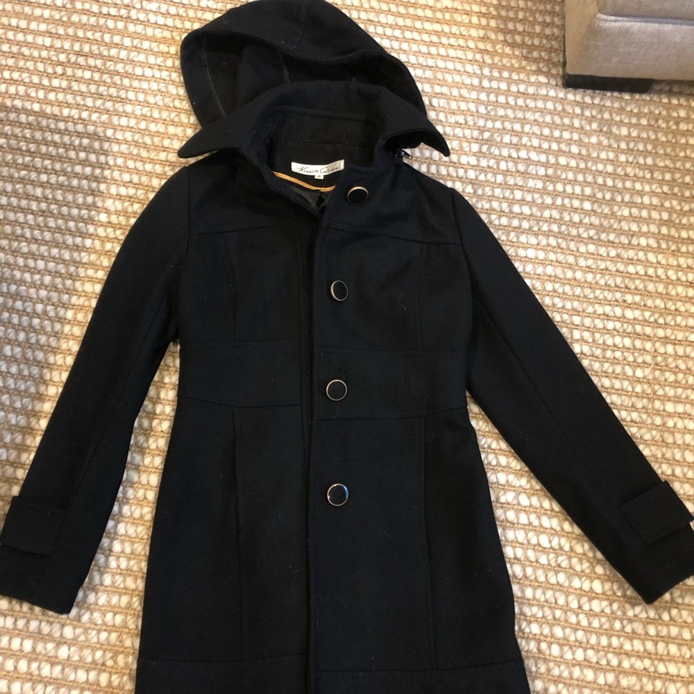 Black Kenneth Cole wool winter pea coat jacket